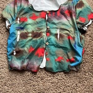 Colorful Tie-Dye Button-Up Top